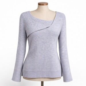 Cashmere Cutout Purple Ribbed Sweater M Asymetrical Y2K Preppy Feminine Fairy